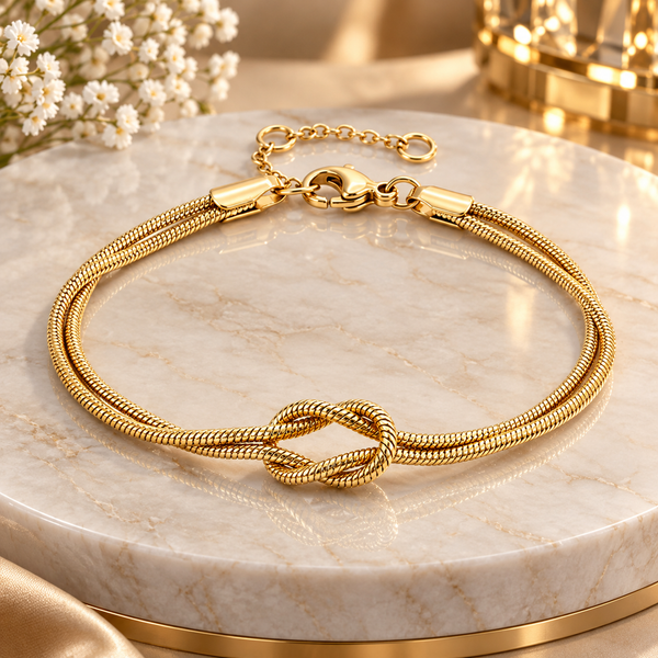 Snake Chain Knot  Silver & Gold Bracelet