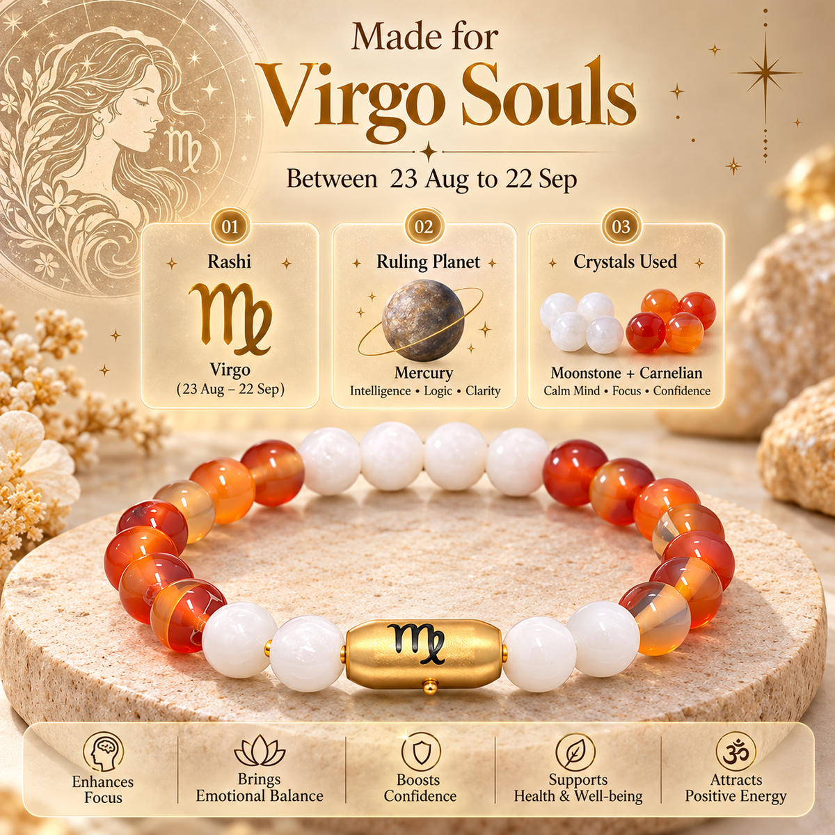 Virgo (Kanya) Zodiac Stone Bracelet