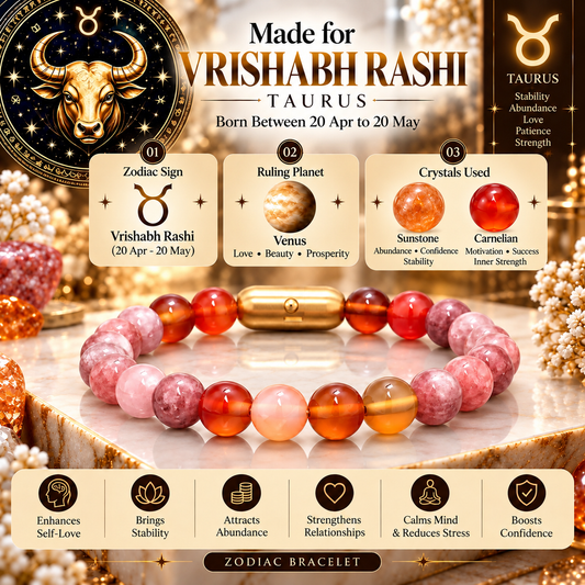 Taurus (Vrishabh) Zodiac Stone Bracelet